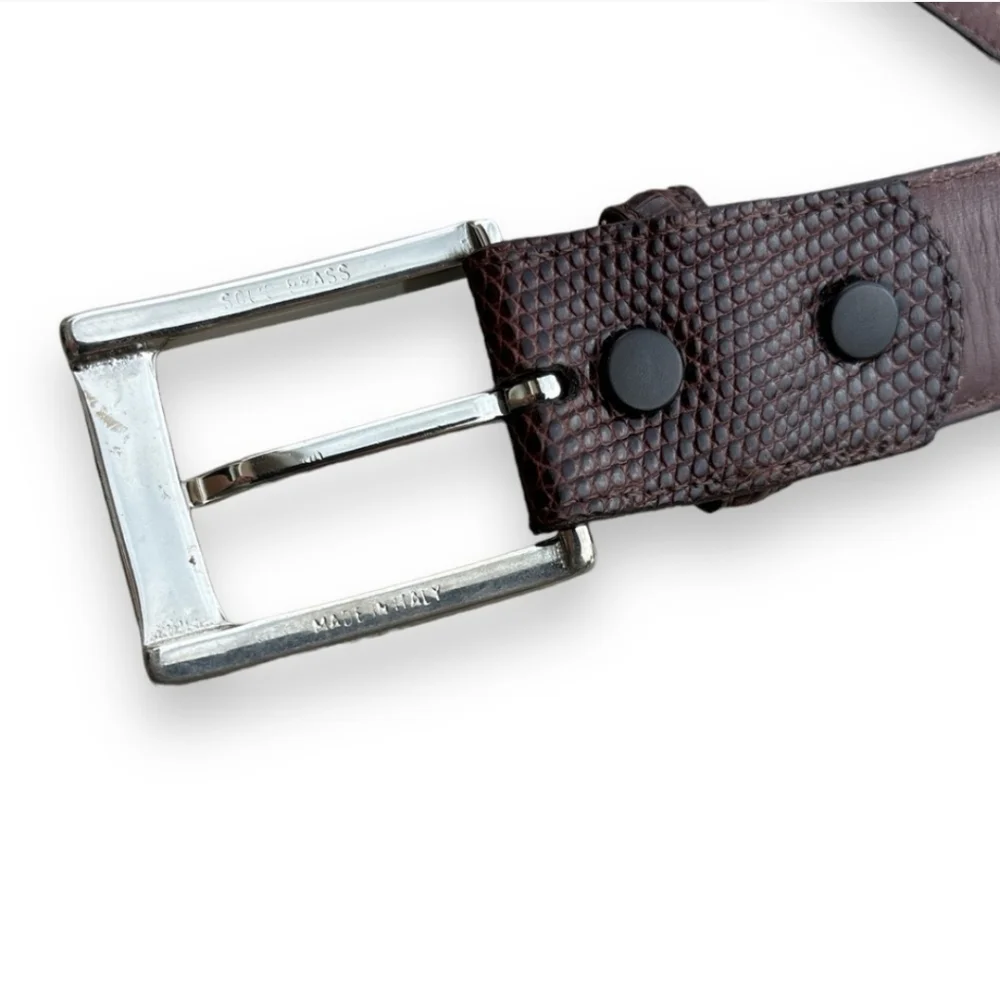 TORINO LEATHER Ringmark Lizard Belt in Cognac